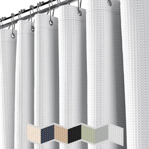 Cortina de Ducha de Lujo Más Vendida, Diseño Jacquard Liso, Tejido Waffle, 100% Poliéster, Ecológica, Blanca, 180x180cm, Diseño Clásico Moderno - Product Image 2