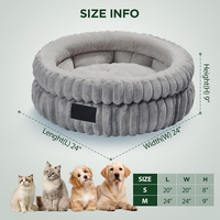 Lits pour animaux de compagnie ronds en fourrure de lapin personnalisés de luxe de haute qualité en gros, confortables, multi-tailles, pour chiens et chats