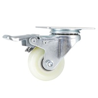 Roue de meuble blanche de qualité Rotation à 360 degrés Filetage M8 Roulette en plastique à double frein Roulettes à vis en nylon