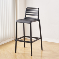 Tabouret de bar en plastique multicolore avec dossier, empilable, chaise haute pour la maison, la cuisine, le restaurant, le café, le bar
