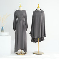 Robe modeste et unie de Dubaï Ensemble abaya hijab 2 pièces pour adultes Khimar Abayas assorties pour femmes musulmanes pour l'Aïd Ramadan