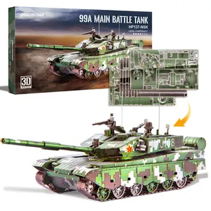 Piececool 99A 주요 전투 탱크 DIY 장난감 육군 다이 캐스트 미니어처 탱크 모델 3D 금속 지그 소 퍼즐 청소년 선물