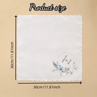 Mouchoir en coton blanc à motifs floraux, serviette de table personnalisée pour mariage, serviette carrée pastorale, décoration de table de fête, cadeau pour la maison