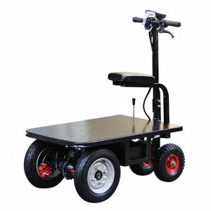 Chariot à plateforme électrique 1000W à quatre roues en acier, plateau mobile pour le transport de marchandises avec guidon - Product Image 2