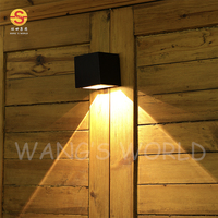 Lampu dinding keamanan tenaga surya LED bentuk kubus Modern lampu luar ruangan tahan air untuk pintu taman koridor Panel surya