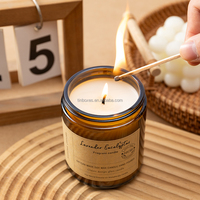 Bougie parfumée en cire de soja de 7 oz dans un bocal en verre ambré, bougie artisanale d'aromathérapie avec boîte cadeau pour la décoration de la maison
