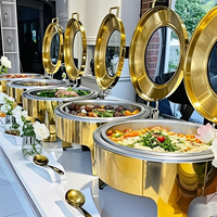 AIRUISI Luxe Chauffe-Plat Électrique de Buffet en Acier Inoxydable, Équipement de Traiteur Finition Or