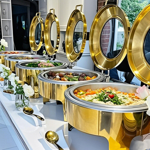 Airuisi Sang Trọng Thép Không Gỉ Tự Chọn Thực Phẩm Ấm Hơn Điện chafing Món Ăn Phục Vụ Thiết Bị Vàng Kết Thúc - Product Image 2