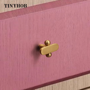 TInyhob perabot kuningan padat, perkakas pintu kenop emas lubang tunggal, gagang Laci Kabinet, dekorasi rumah Modern - Product Image 5