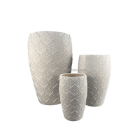 Lot de 2 pots de fleurs hauts pour plantes Grand pot de fleur d'arbre ondulé mat conique moderne pour terrasse intérieure et extérieure
