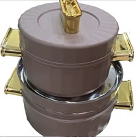 Lot de 3 casseroles isothermes 1,5L, 3,2L, 6,2L – Boîte de service à festin avec extérieur cannelé et poignée dorée – Vente en gros