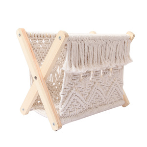 Nordic Cotton Rope Woven Magazine Rack Storage <b>Shelf</b> For Books <b>Desktop</b> Organizer Photo Prop - Product Image 4