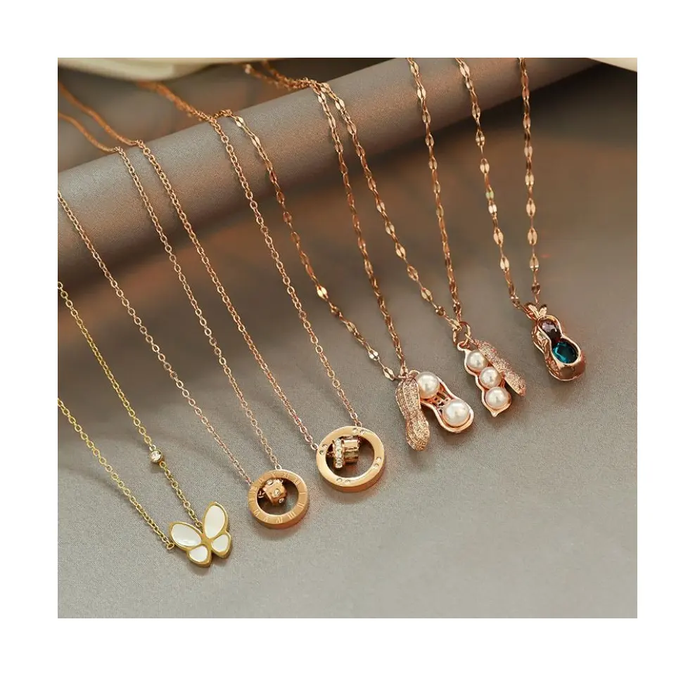 fine jewelry necklaces Gold Plated Jewelry Roman stainless steel Clavicle Chain Small Waist pendants for necklace