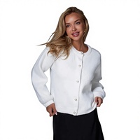 Damen Lässiger Kunstpelz-Strickpullover Übergroße Strickjacke Herbst Atmungsaktiv Einfarbig Schleifenkragen Einreihig Vorne Geknöpft