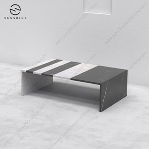 Table basse convertible de luxe au design italien, durable, moderne, ovale, en marbre, style scandinave, plateau en verre, pour salon, marque OEM - Product Image 6