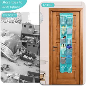 Over The Door Hanging <b>Shoe</b> Organizer 12 Pockets Turquoise Multifunctional Storage For <b>Shoes</b> And Toys - Product Image 3
