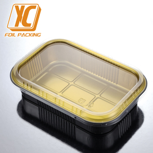 Boîte de livraison alimentaire jetable XC Y54 1000 ml/71 oz, noire et dorée, micro-ondable, qualité alimentaire, boîtes d'emballage alimentaire, boîte à lunch en métal, barquettes en aluminium - Product Image 4
