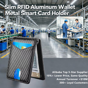 กระเป๋าสตางค์หนีบเงินหนังแท้สุดหรูสำหรับผู้ชาย พร้อมโลโก้แบรนด์ตามสั่ง ป้องกัน RFID  กระเป๋าใส่บัตรเครดิตแบบบาง พับได้ - Product Image 1