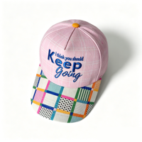 Casquette de baseball 5 panneaux en coton style Dobby avec logo brodé 3D personnalisé pour hommes, chapeau de sport bicolore en velours avec motif à pois