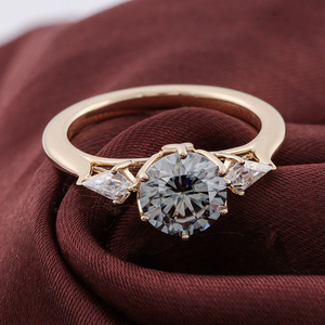 Anillos de Joyería de Moda de Oro Amarillo Macizo de 18K, 14K y 10K con Diamantes Moissanite VVS, Nuevo Diseño, Anillos de Boda, Regalo de San Valentín para Mujer - Product Image 3