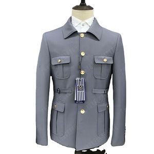 Hot Sale Slim Fit Stand Collar 2 Slits Business Groom Wedding <strong>Safari</strong> <strong>Suit</strong> for Men - Product Image 1