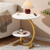 Tables basses modernes de luxe design, plateau en marbre doré, table d'appoint ronde écologique, meubles de salon gain de place