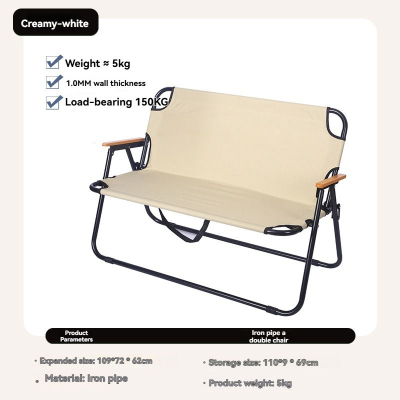 white double chair with steel frame