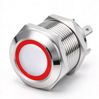 Sakelar Tombol Tekan Logam 12mm Pemasangan Panel Momentary Latching