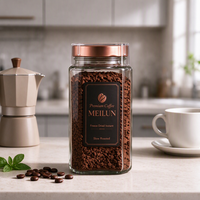Botol Kaca Persegi 4oz 5oz 10oz 25oz dengan Tutup Logam Kedap Udara untuk Kemasan Biji Kopi Grosir