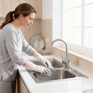 Kangle 200 Pieces Medium Thick Disposable Embossed Lightweight Durable LDPE Gloves Kitchen Cleaning Home Use Food Grade - Product Image 5