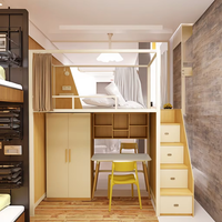 Lit superposé commercial moderne en acier tubulaire de 1,2 mm d'épaisseur avec escalier, forte capacité de charge, pour dortoir adulte, appartement, chambre à coucher, lit en métal