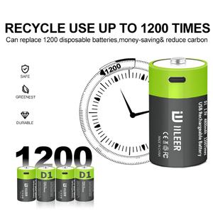 Batería de Iones de Litio Pequeña IILEER D 1.5V 4800mAh 7400mWh, Baterías Recargables de Larga Duración - Product Image 5