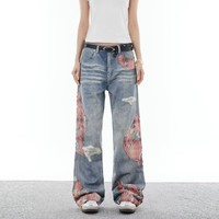 Jeans en Denim épais Vintage de haute qualité pour hommes Streetwear jambes droites lâches léger jambe large épissé usine en gros