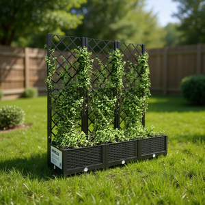 Fioriera da Giardino Nera in PP con Traliccio 120x40x121 cm Stile Moderno per Esterni - Product Image 2