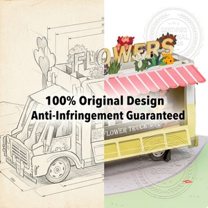 3D Flower Truck Pop Up Greeting <b>Card</b> Paper Craft Decorative Valentine's Day <b>Gift</b> <b>Card</b> - Product Image 2