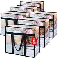 Lot de 6 sacs de rangement pliables transparents et imperméables avec poignée renforcée, capacité 40L, pour couvertures, vêtements, jouets, gain de place dans le placard