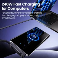 Kabel Data Pengisi Daya Cepat 240W 2 in 1 USB C ke USB C dengan Bracket Lipat, Penyangga Desktop Tipe C, Kabel Pengisi Daya untuk iPhone 17 16 Samsung
