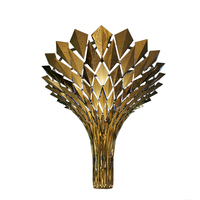 Sculpture paysagère extérieure moderne en acier inoxydable doré soudé, design personnalisé, motif arbre, pour place publique, emblème urbain emblématique