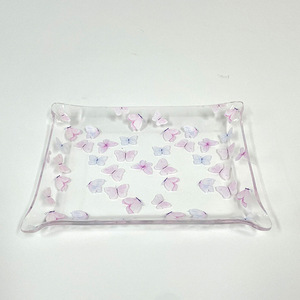 Acrylic Flower Decorative Tray <b>Rectangle</b> Plant Pattern <b>Coffee</b> <b>Table</b> Home Decor 21.5x16x2.5cm - Product Image 3