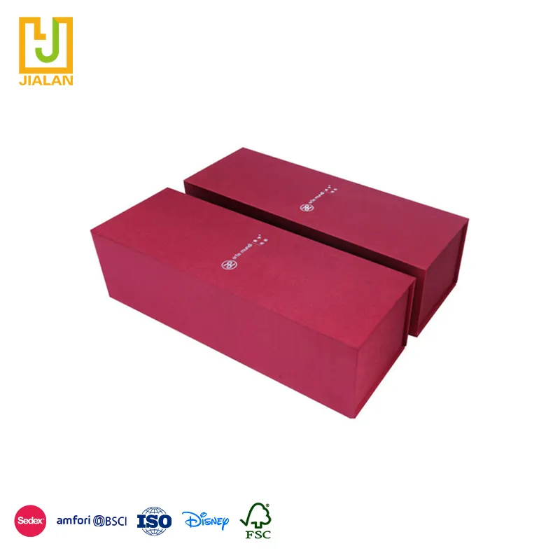 Design minimalista rettangolare rosso di vendita calda della cina con scatola di Logo personalizzata interna da incasso nera per vino