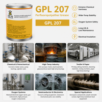 Grasa GPL207 PFPE PTFE -70~288 ℃   Oxígeno de Alta Viscosidad Inerte/Resistente a la Radiación Compatible con Válvulas, Bombas, Agitadores, Sellos y Rodamientos