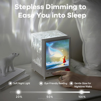 Lampe de chevet EGOGO Aurora blanc chaud pour enfants avec projection dynamique d'ondes océaniques, musique et télécommande