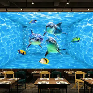 3D acquario carta da parati mondo subacqueo piscina madre e bambino negozio carta da parati blu oceano camera da letto ristorante murale