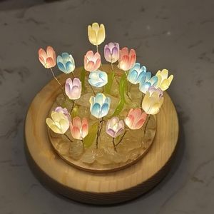 Lampe de chevet en forme de tulipe faite à la main, lumière décorative DIY, cadeau exquis pour mère, épouse, décoration créative pour la maison - Product Image 3