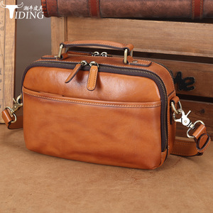 Sac bandoulière en cuir véritable Tiding marron unisexe avec sangle amovible, sac à main décontracté pour l'extérieur - Product Image 1