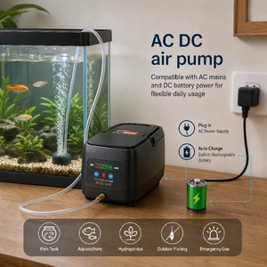 משאבת אוויר נטענת USB AC/DC דו-מצבי עם דיאפרגמה לאוורור דגים חיים, להובלת דגים, לבריכות דגים ולדיג בחוץ. - Product Image 2