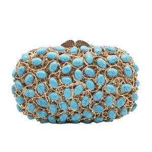 Fantezi nane yeşil turkuaz taş akşam balo el çantası kadın kristal düğün çanta moda stil gelinin elmas çanta - Product Image 6