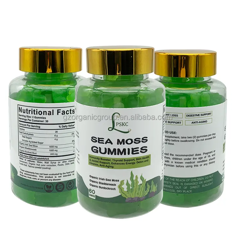 Private Label Sea Moss Gummies Boost Immune Supplement Multivitamin Organic Vegan Detox Sea Moss Gummies