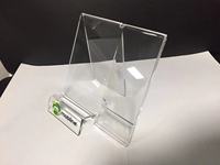 Maß gefertigter Handy-Displayst änder aus klarem Acryl mit Etiketten rahmen und individuell bedrucktem Logo