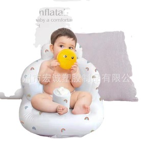 Asiento inflable para bebé, 45x35cm, silla de aprendizaje portátil de PVC con forma de calabaza grande para niños de 0 a 12 meses, Color leche - Product Image 5